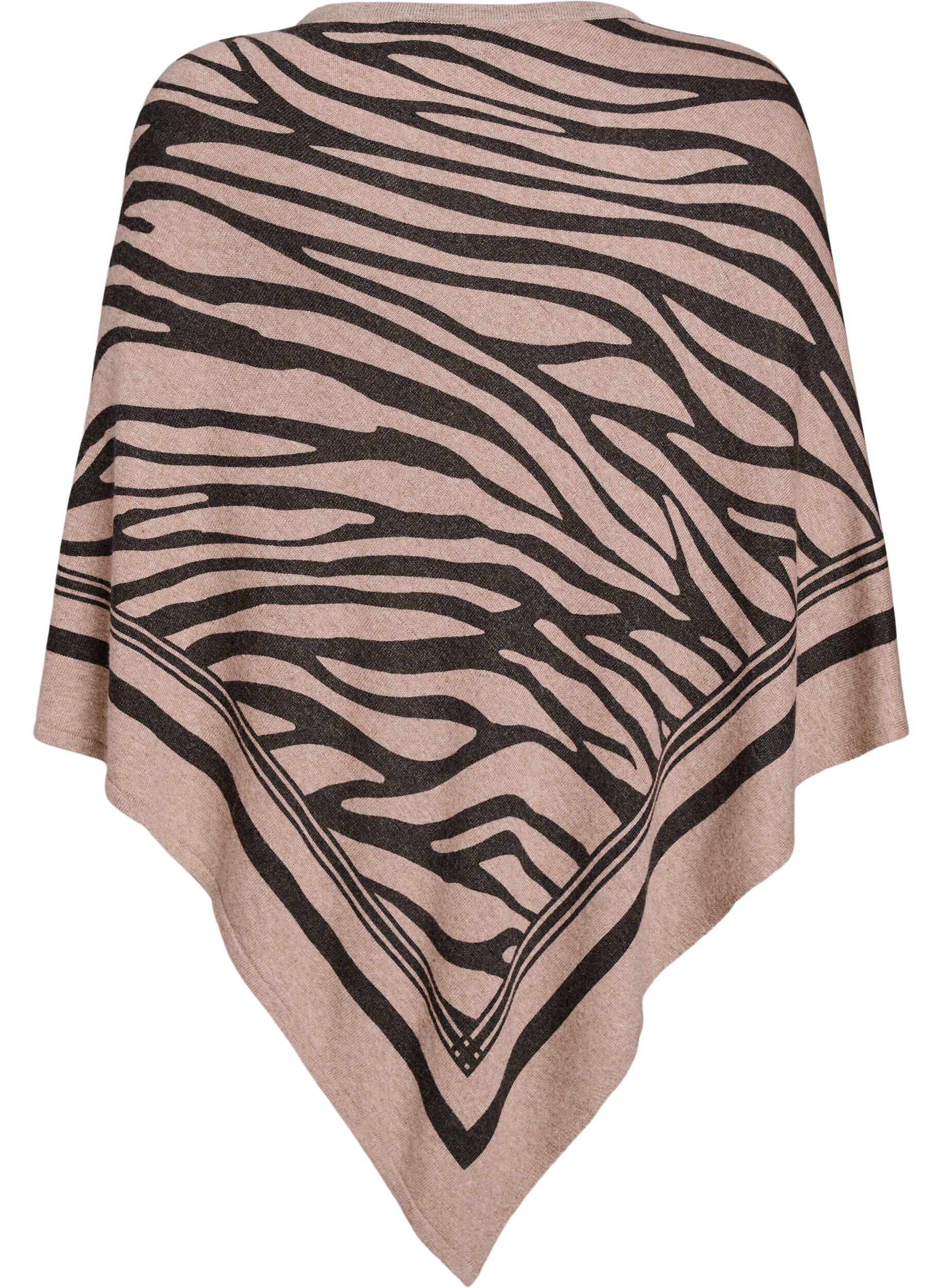 Zizzi Finstrikket poncho, Sort, Packshot image number 1