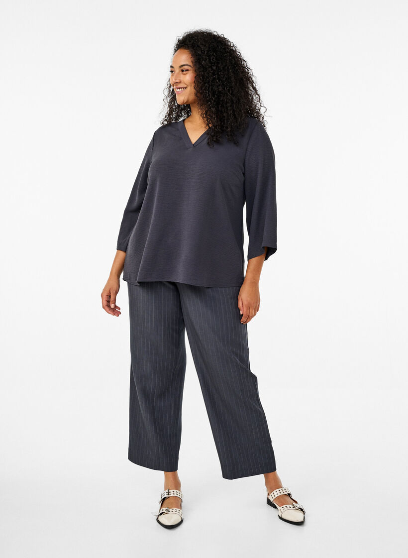 FLASH - Bluse med 3/4 ærmer, Grå, Model image number 1