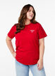 T-shirt med tekstmotiv og rund hals, R&oslash;d, Model image number 0