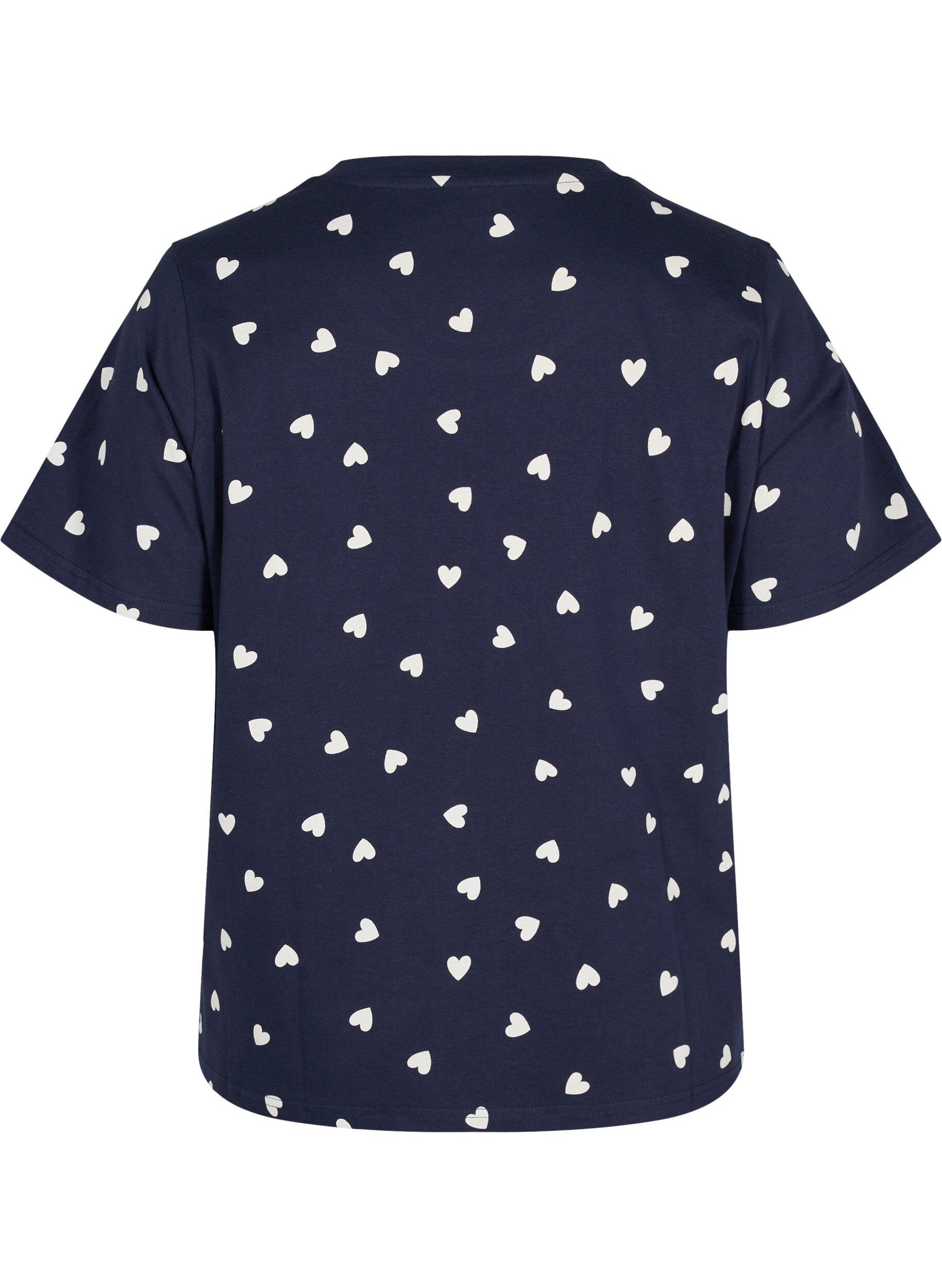 Zizzi Kort&aelig;rmet nat t-shirt i bomuld, Navy Blazer AOP, Packshot image number 1