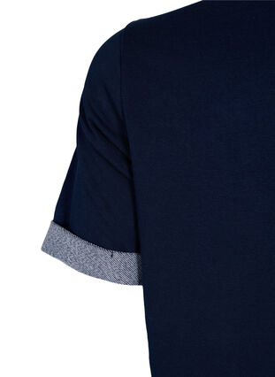 Sweatkjole med korte ærmer og slids, Navy Blazer, Packshot image number 3