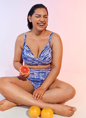 Højtaljet bikini underdel med print, Tie Dye Print, Image image number 0