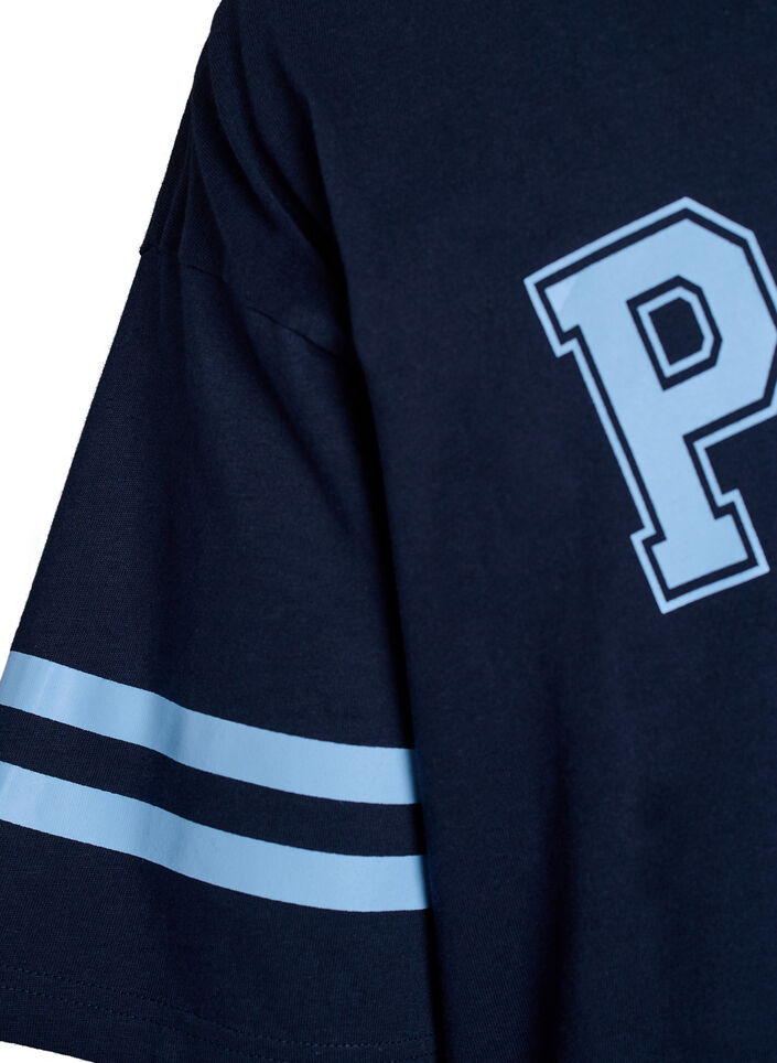 Kort t-shirtkjole med sporty detaljer, Bl&aring;, Packshot image number 4