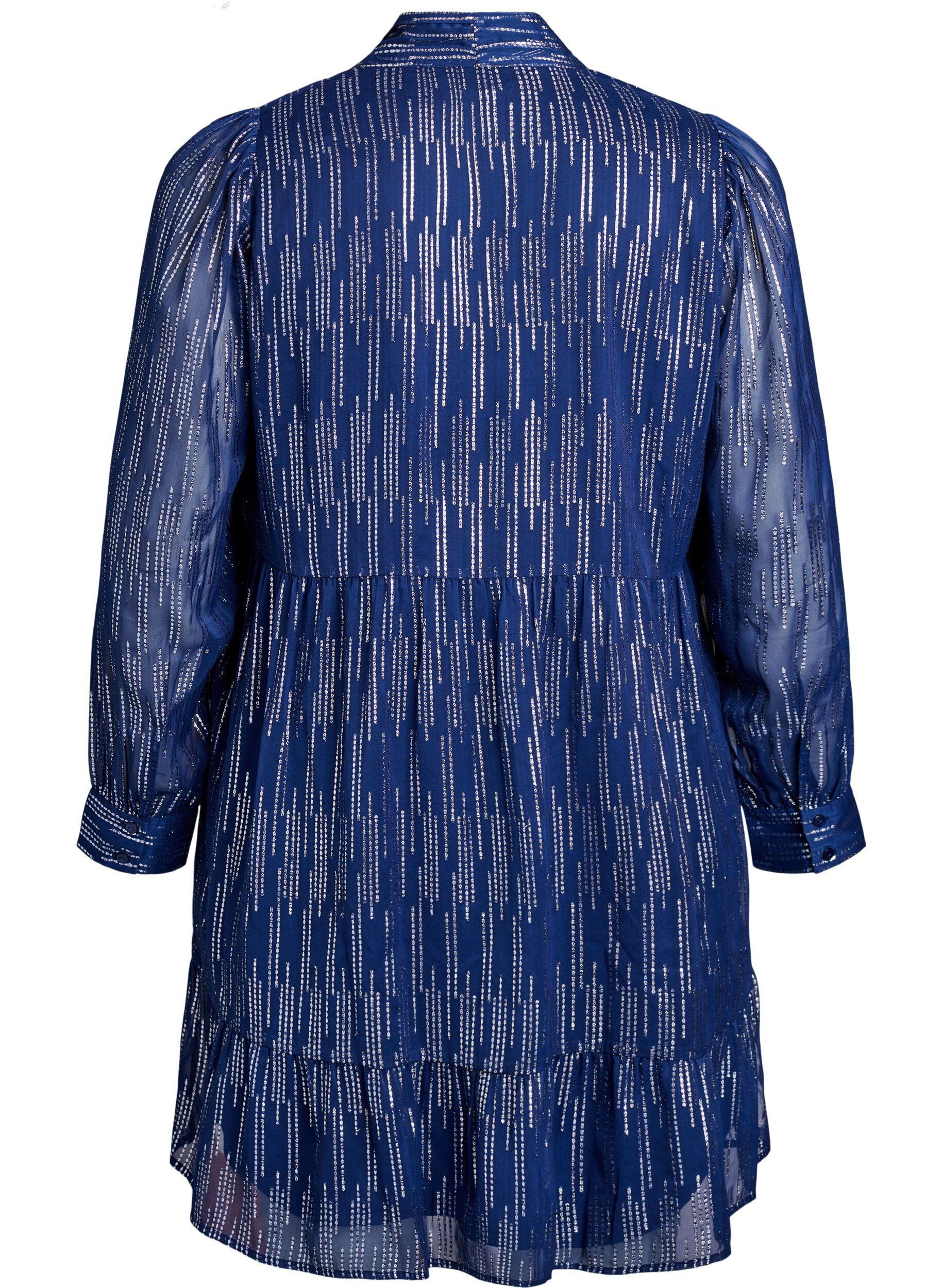 Zizzi Kort festkjole med glitrende m&oslash;nster, Bl&aring;, Packshot image number 1