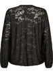 Transparent bluse med blomsterstruktur og lange &aelig;rmer, Sort, Packshot image number 1