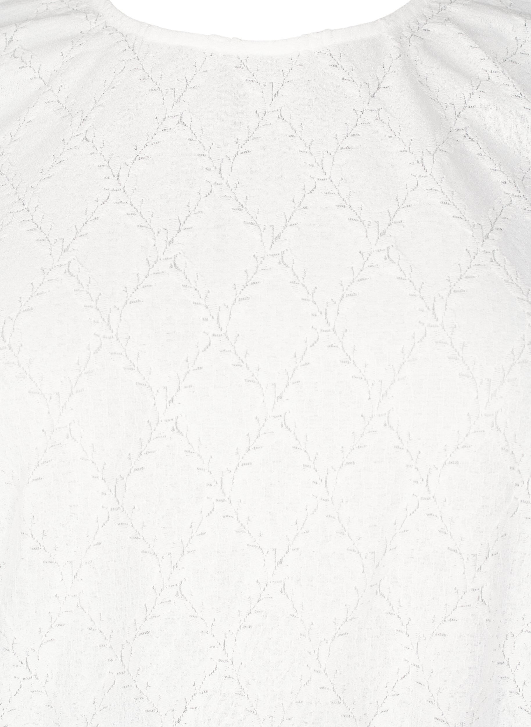 Zizzi Kort&aelig;rmet bluse med struktureret m&oslash;nster, Bright White, Packshot image number 2