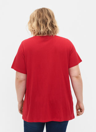 Kortærmet t-shirt med a-shape, Lipstick Red, Model image number 1