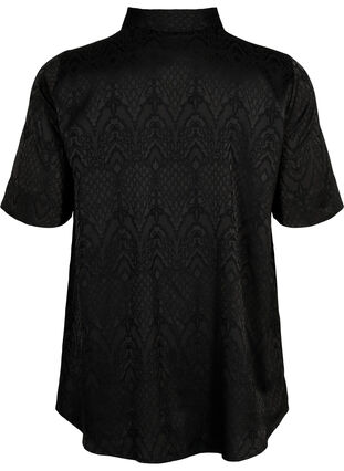 Lang skjorte med strukturmønster, Black, Packshot image number 1