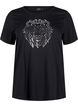 Bomulds t-shirt med print, Black w. Silverlion, Packshot image number 0