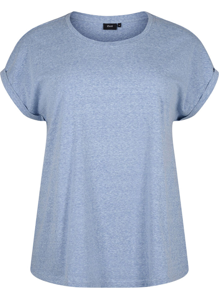 Meleret t-shirt med korte &aelig;rmer, Bl&aring;, Packshot image number 0