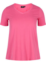 Basis t-shirt med v-hals, Fandango Pink