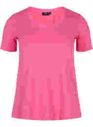 Basis t-shirt med v-hals, Fandango Pink