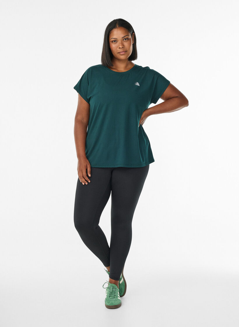 Ensfarvet tr&aelig;nings t-shirt, Gr&oslash;n, Model image number 1