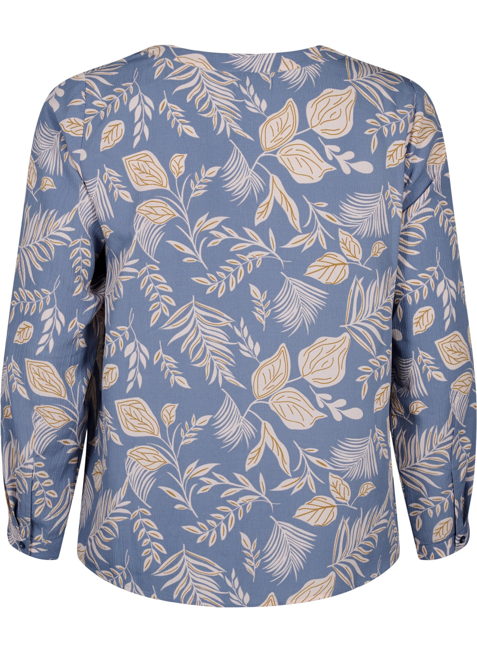 Zizzi FLASH - Lang&aelig;rmet bluse med print, Delft AOP, Packshot image number 1