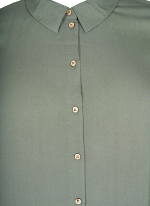 Lang ensfarvet skjorte i viskose , Thyme, Packshot image number 2