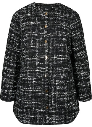 Boucle jakke med knapper, Black/White, Packshot image number 0