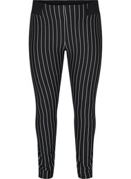 Stribet leggings med elastik i taljen, Dark Grey Stripe