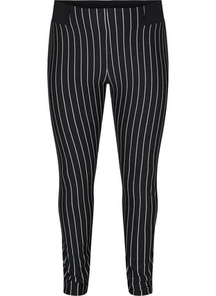 Stribet leggings med elastik i taljen, Dark Grey Stripe, Packshot image number 0