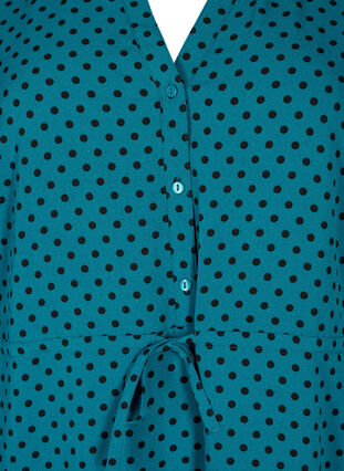Printet kjole med snøre i taljen, Shaded Spruce Dot, Packshot image number 2