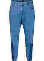 Cropped Mille mom jeans med color-block , Blue denim, Packshot
