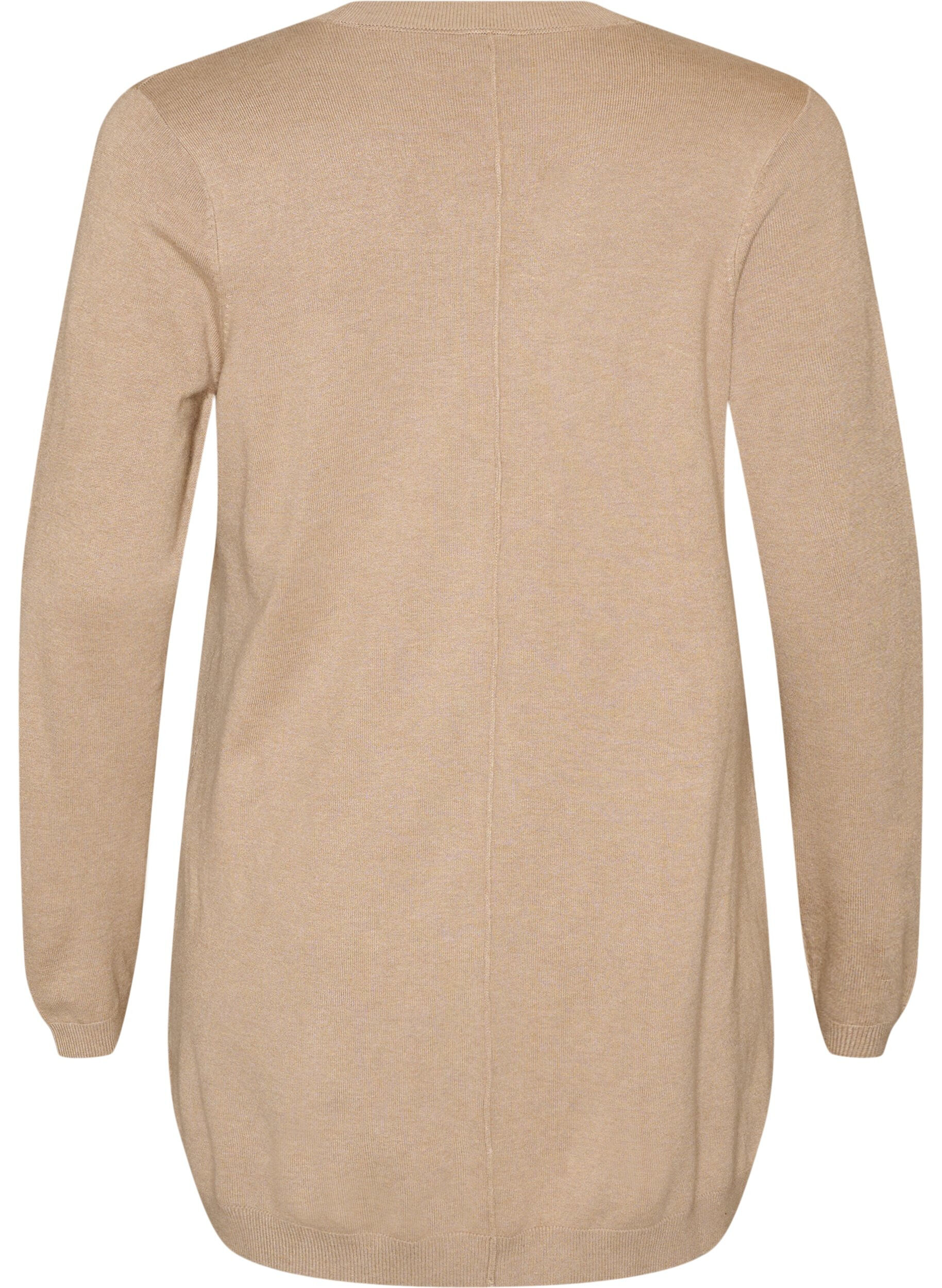 ZizziLang strikcardigan i viskosemix, Beige, Packshot image number 1