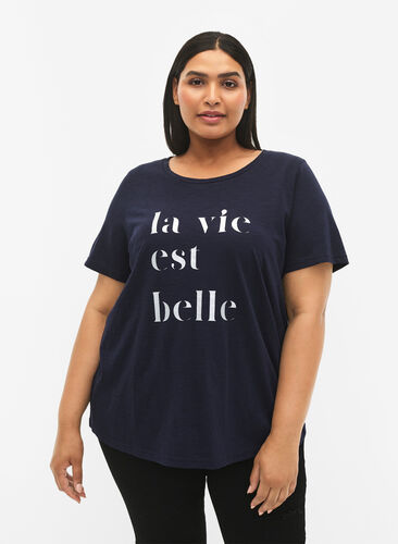 Bomulds t-shirt med tekstprint, Night Sky W. La, Model image number 0