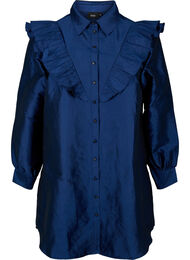 Ensfarvet skjorte med flæsedetalje, Titan