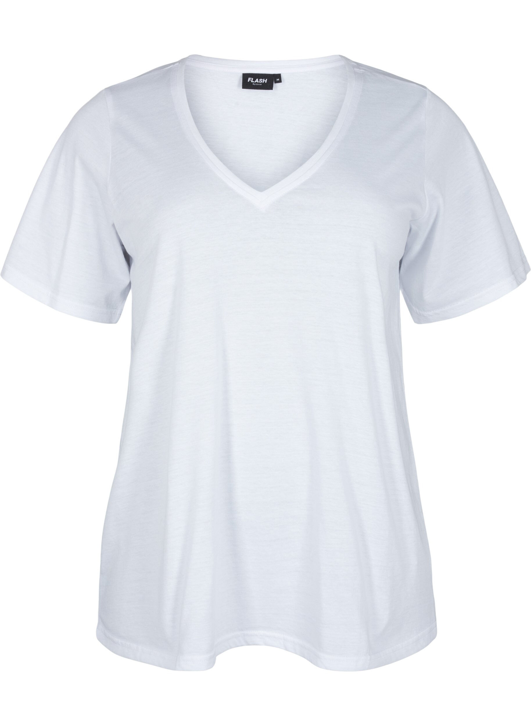 Zizzi FLASH - 2-pak t-shirts med v-hals, White/Black, Packshot image number 2