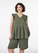 L&oslash;se shorts i bomuldsmusselin med h&oslash;j talje, Gr&oslash;n, Model image number 0