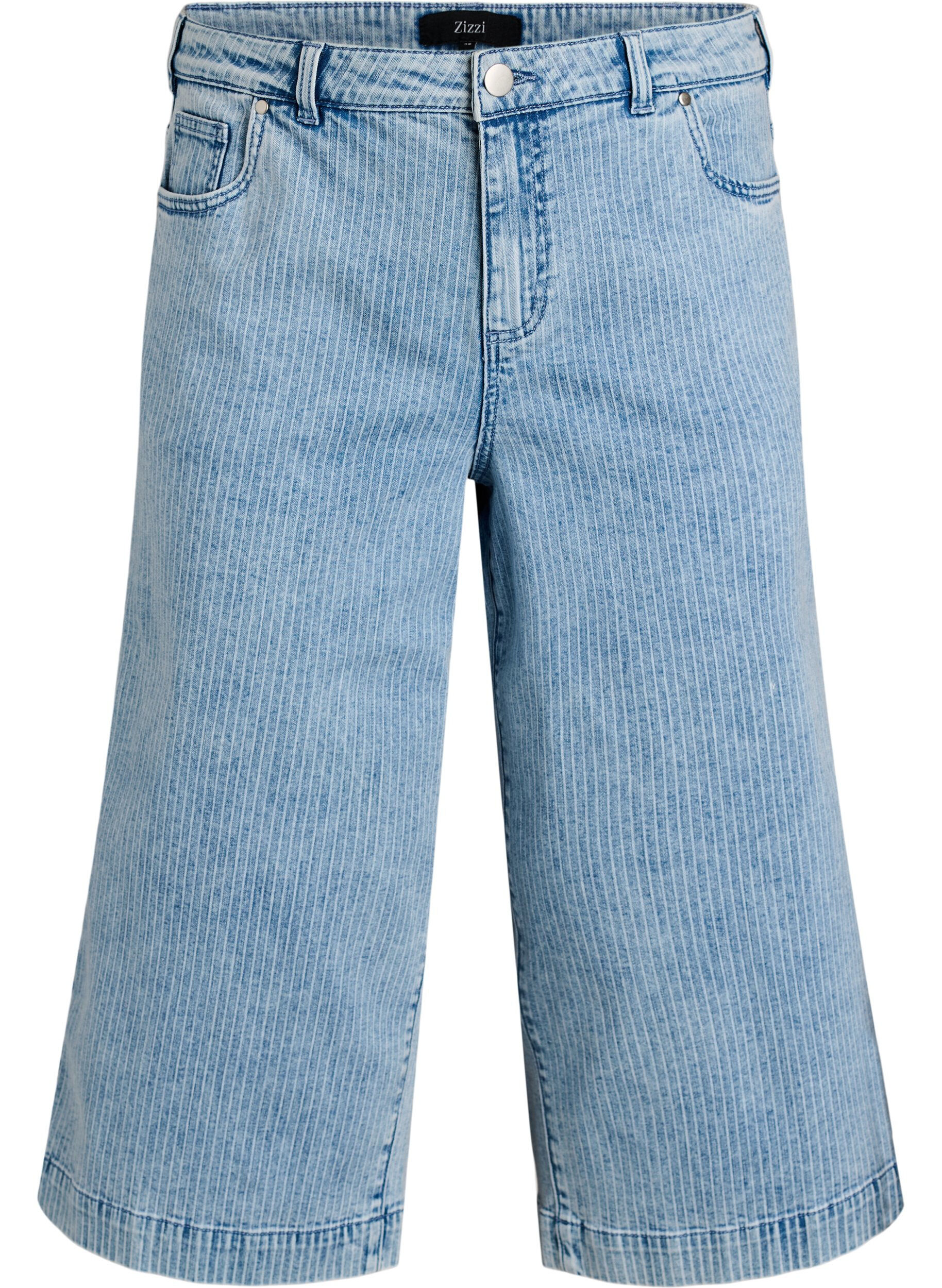 N&aring;lestribede culotte jeans med brede ben