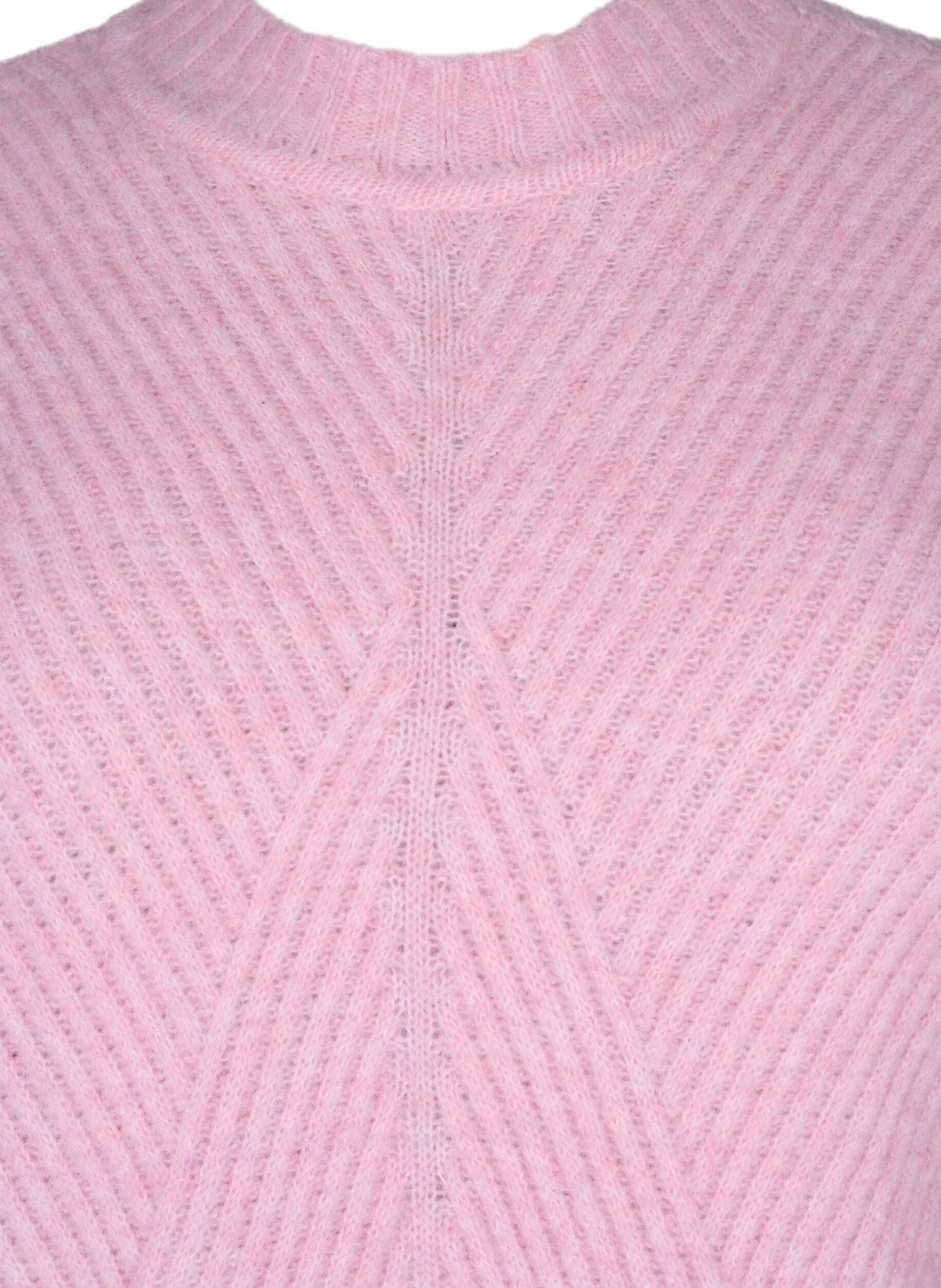 Zizzi Striktr&oslash;je med diagonalt ribm&oslash;nster og lange &aelig;rmer, Corsage Mel., Packshot image number 2