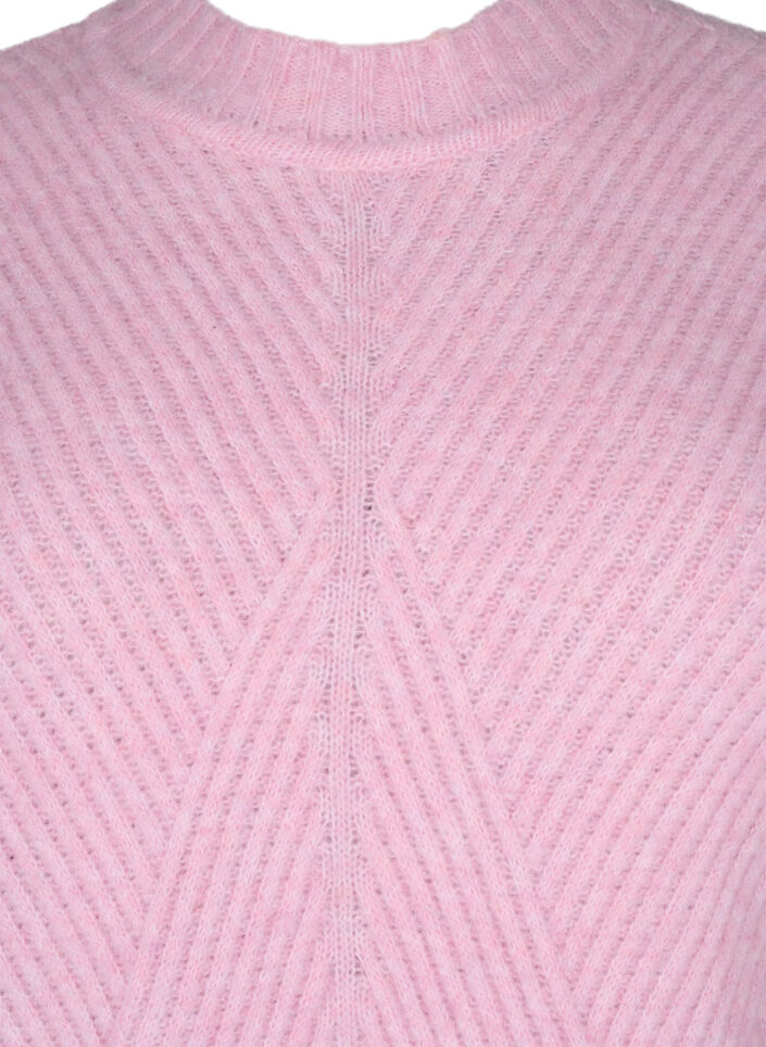 Striktrøje med diagonalt ribmønster og lange ærmer, Corsage Mel., Packshot image number 2