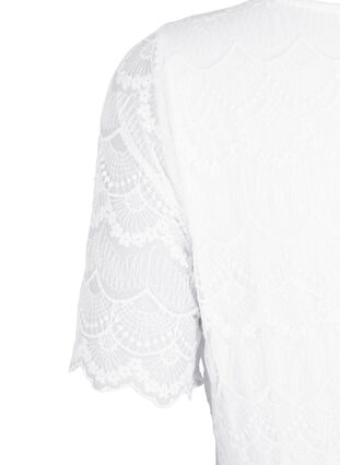 Festkjole med blonder og empire talje, Bright White, Packshot image number 3