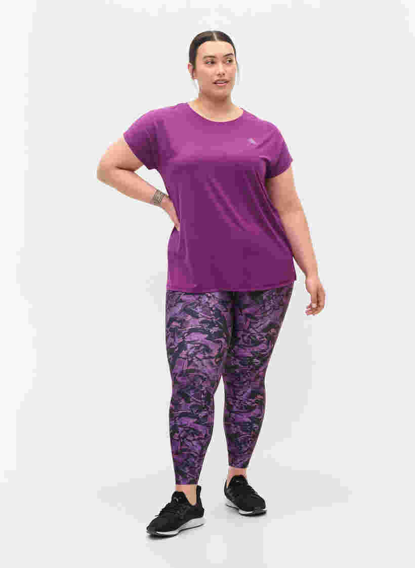 Ensfarvet trænings t-shirt, Grape Juice, Model image number 2