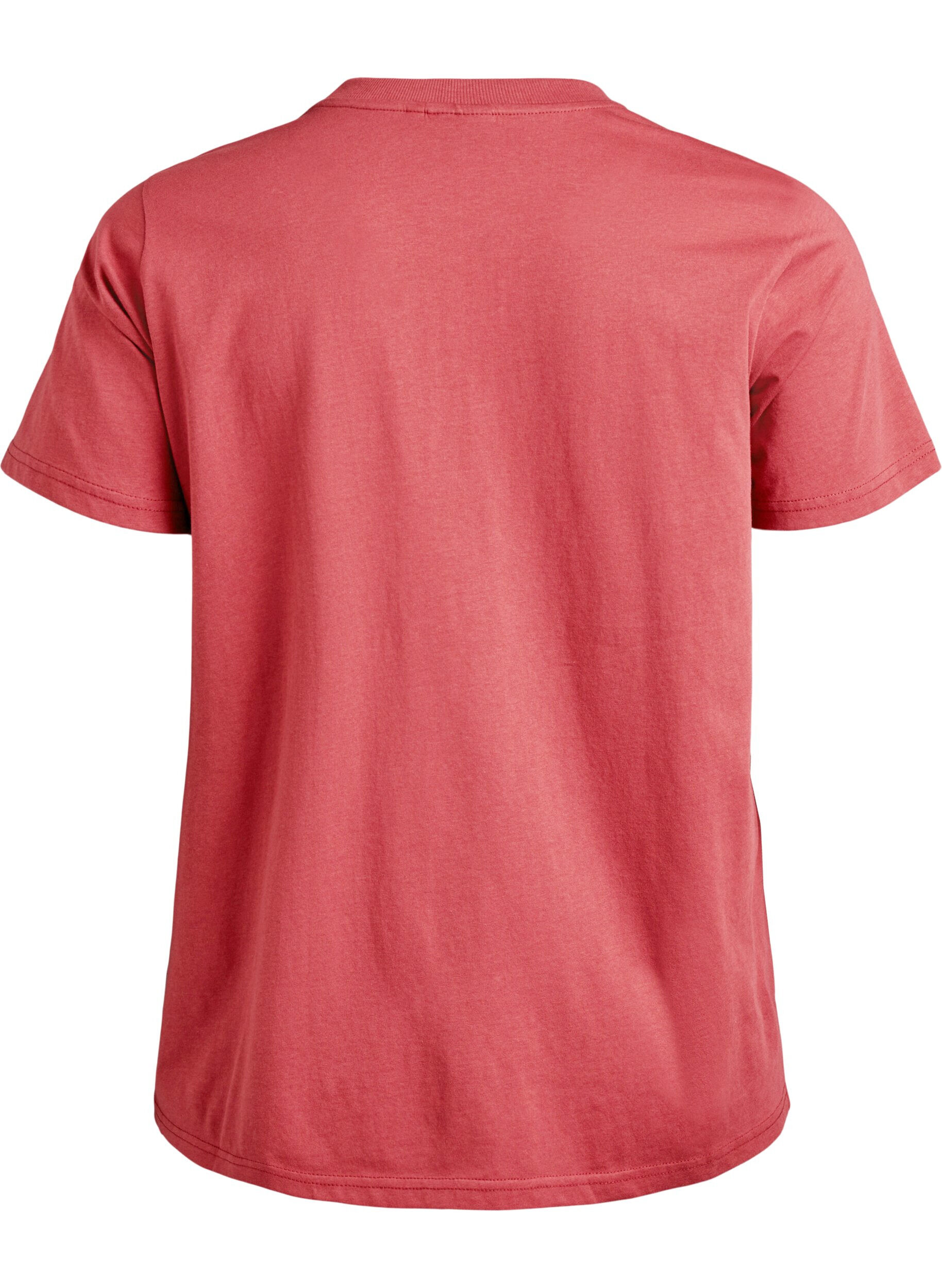 ZizziBasis t-shirt i bomuld med rund hals , R&oslash;d, Packshot image number 1