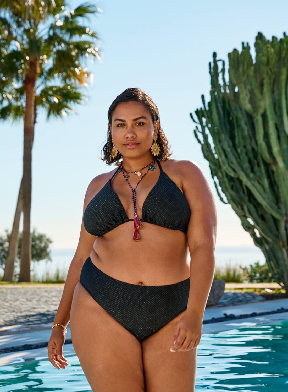 Trekants bikini med glimmer, , Model