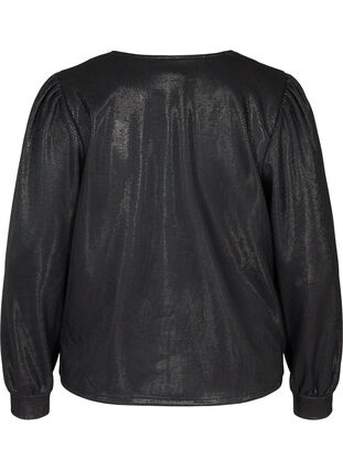 Kort jakke med glimmer og lynlås, Black, Packshot image number 1