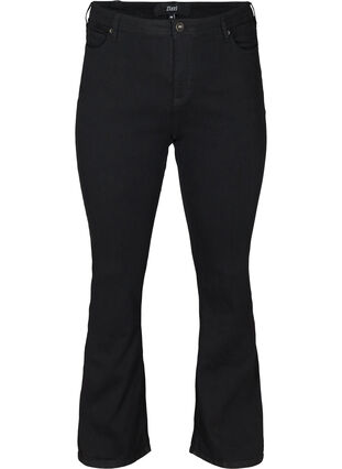 Højtaljede Ellen jeans med bootcut, Black, Packshot image number 0