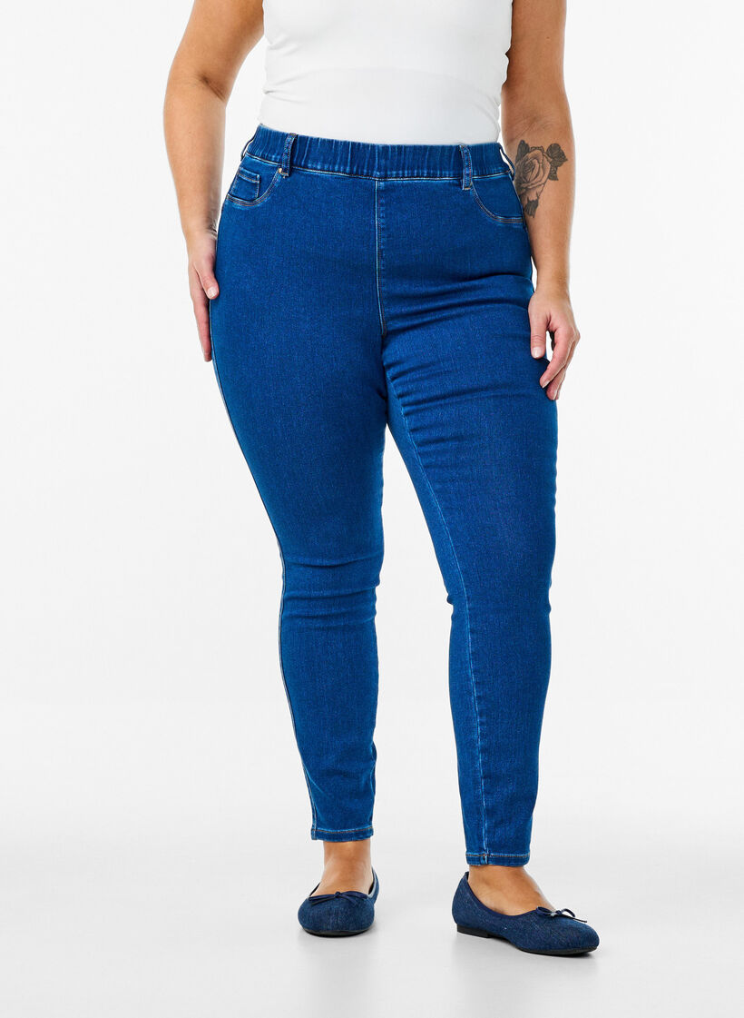 Jeggings med h&oslash;j talje, Bl&aring;, Model image number 2