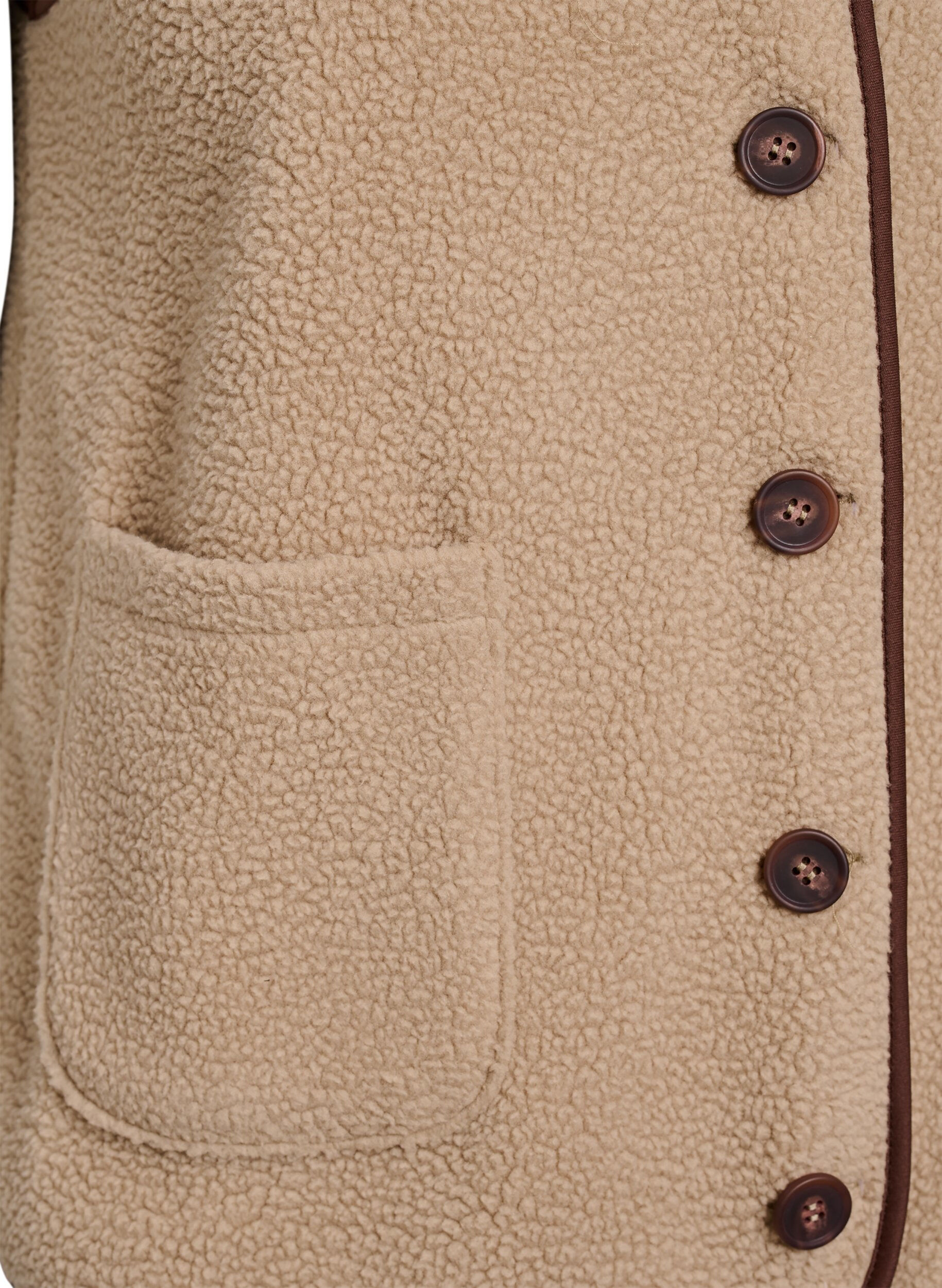 Zizzi Vest i teddyfleece med kontrastkanter, Beige, Packshot image number 3
