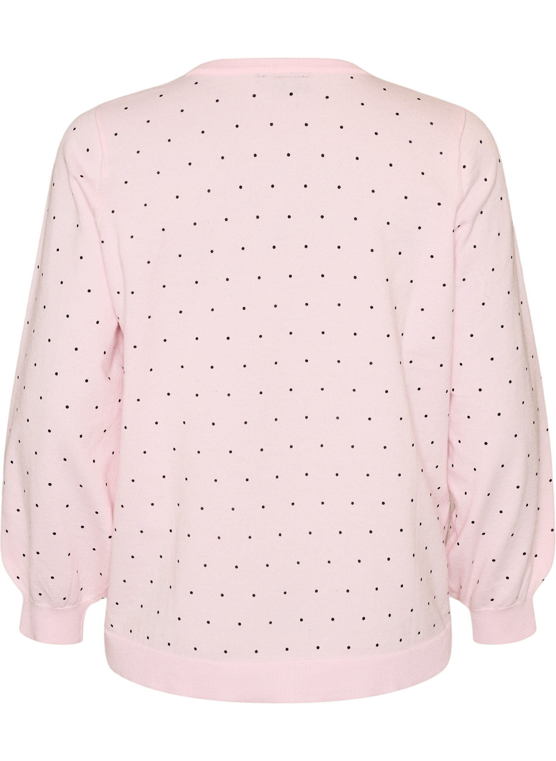 ZizziStrikbluse med sm&aring; prikker, Lyser&oslash;d, Packshot image number 1