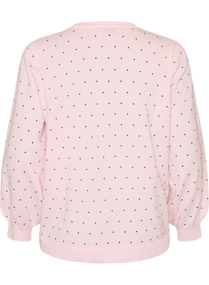 Strikbluse med sm&aring; prikker, Lyser&oslash;d, Packshot image number 1