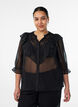 Transparent skjortebluse med prikker og fl&aelig;sedetaljer, Sort, Model image number 0