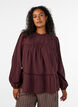 Bluse med broderi og hulm&oslash;nsterb&aring;nd, M&oslash;rk Bordeaux, Model image number 0