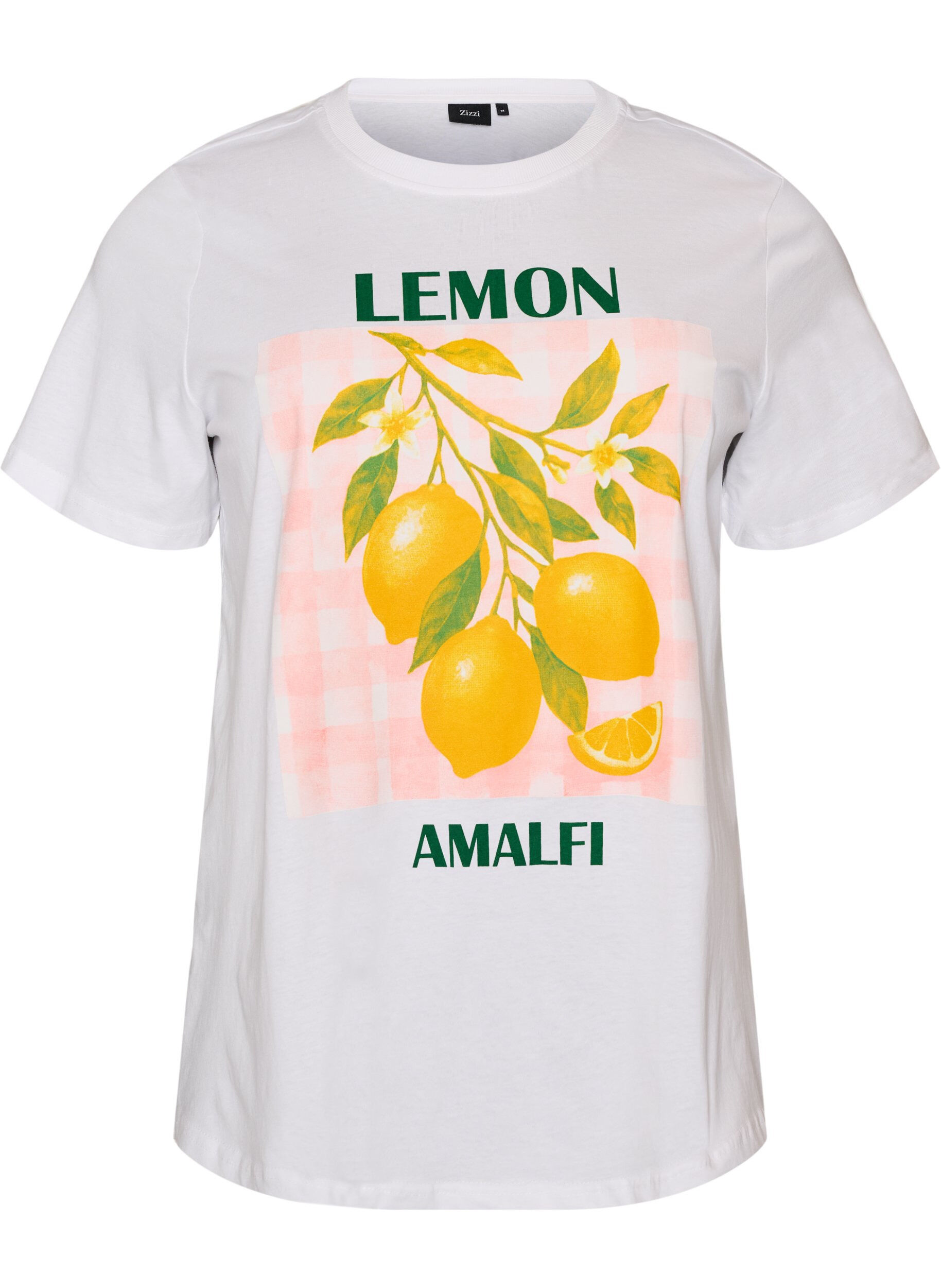 ZizziT-shirt i bomuld med print, Hvid, Packshot image number 0
