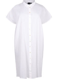 Lang skjorte i bomuldsmix med hør , Bright White
