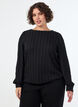 Jerseybluse med struktur og ballonform, Sort, Model image number 0
