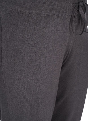 Strikbukser med snøre og rib, Dark Grey Melange, Packshot image number 2