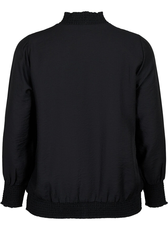 Smockbluse i viskose, Black, Packshot image number 1
