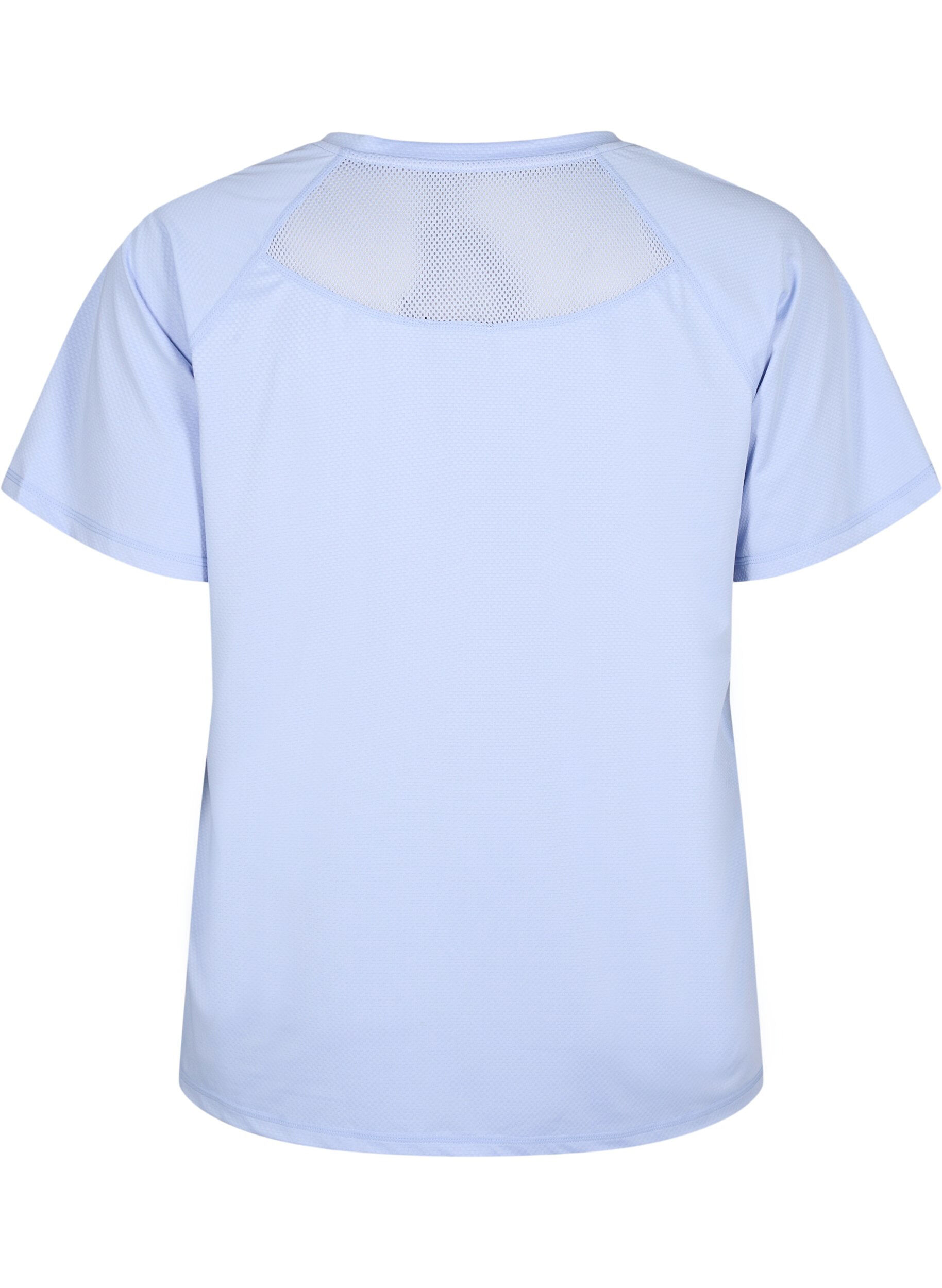 Zizzi Tr&aelig;nings t-shirt med mesh bagp&aring;, Zen Blue, Packshot image number 1